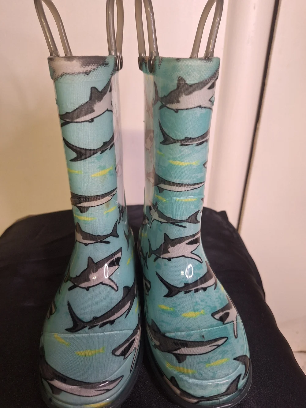 Western Chief Teal Shark Print Kids Rain Boots Size 11